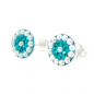 Preview: Ohrstecker Geli – Blue Zircon Kristall & Perlen in Silber