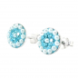 Preview: Ohrstecker Geli – Aquamarine Kristall & Perlen in Silber