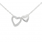 Preview: Doppelherz-Kette aus 925 Silber rhodiniert mit Zirkonia – 42+3 cm