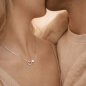 Preview: Doppelherz-Kette aus 925 Silber rhodiniert mit Zirkonia – 42+3 cm