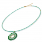 Preview: Boho Statement Kette Mint & Grün – Handgefertigter Anhänger mit Glasperlen