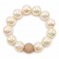 Preview: Armband Glam Creme Perlmutt – 16 mm Perlen mit Kristallkugel