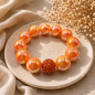 Preview: Armband Glam Sunset Orange Pearl – Orange 16 mm Perlen mit Kristallkugel
