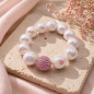 Preview: Armband Pearl Blush – Glasperlen 16 mm mit Kristallkugel Light Rose