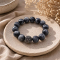 Preview: Armband Midnight Glamour – Schwarze Glasperlen 16 mm mit Hematite Kristallkugel