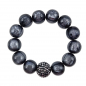 Preview: Armband Midnight Glamour – Schwarze Glasperlen 16 mm mit Hematite Kristallkugel