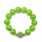 Preview: Armband Green Harmony – 15 mm Resinperlen mit Peridot Kristallkugel und vergoldeten Hämatitperlen