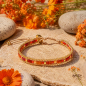 Preview: Armband Daya mit Karneol – Edelstahl, vergoldeter Hämatit & gewachste Baumwolle