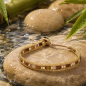 Preview: Armband Daya mit Jaspis – Edelstahl, vergoldeter Hämatit & gewachste Baumwolle