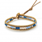 Preview: Armband Kavita Blau-Gold mit Kristallglas & Edelstahl vergoldet