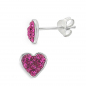Preview: Ohrstecker „Little Heart“ Fuchsia – 925 Silber rhodiniert mit Preciosa Kristallen, 7 mm
