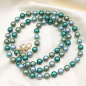 Preview: Handykette Teal–Kalkmint–Salbei – leuchtende 3D-Perlen, handgemacht