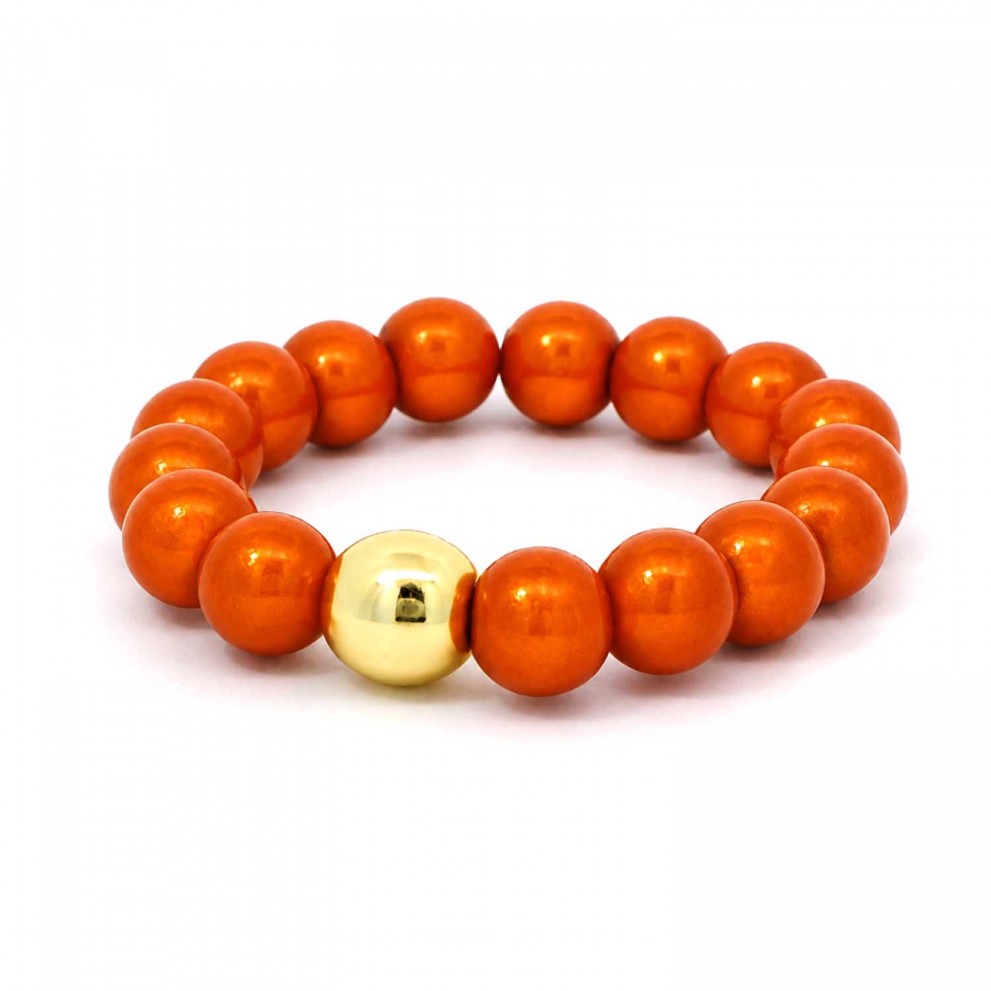 Wonder Ring Afterglow – Leuchtender Perlenring mit vergoldeter Hämatitkugel