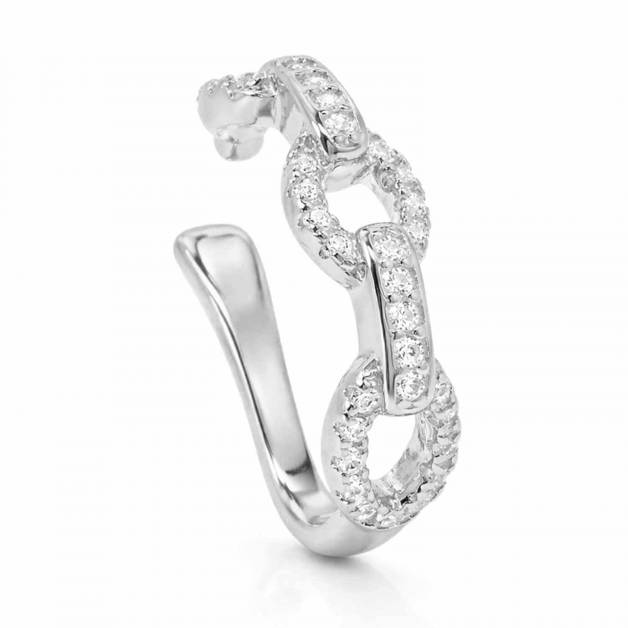 Earcuff El Cinto – Ketten Design mit Zirkonia, 925 Silber rhodiniert