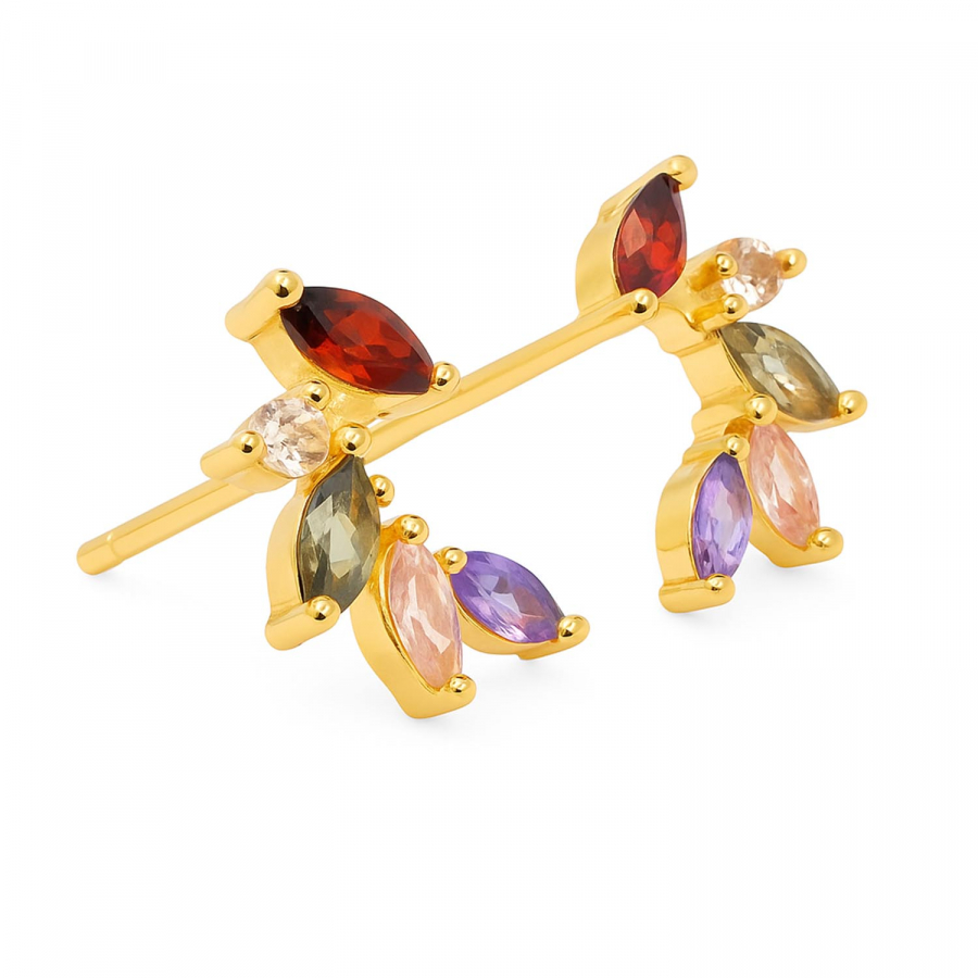 Preview: Ohrstecker „Malta“ – elegante vergoldete Ohrringe mit funkelnden Schmucksteinen