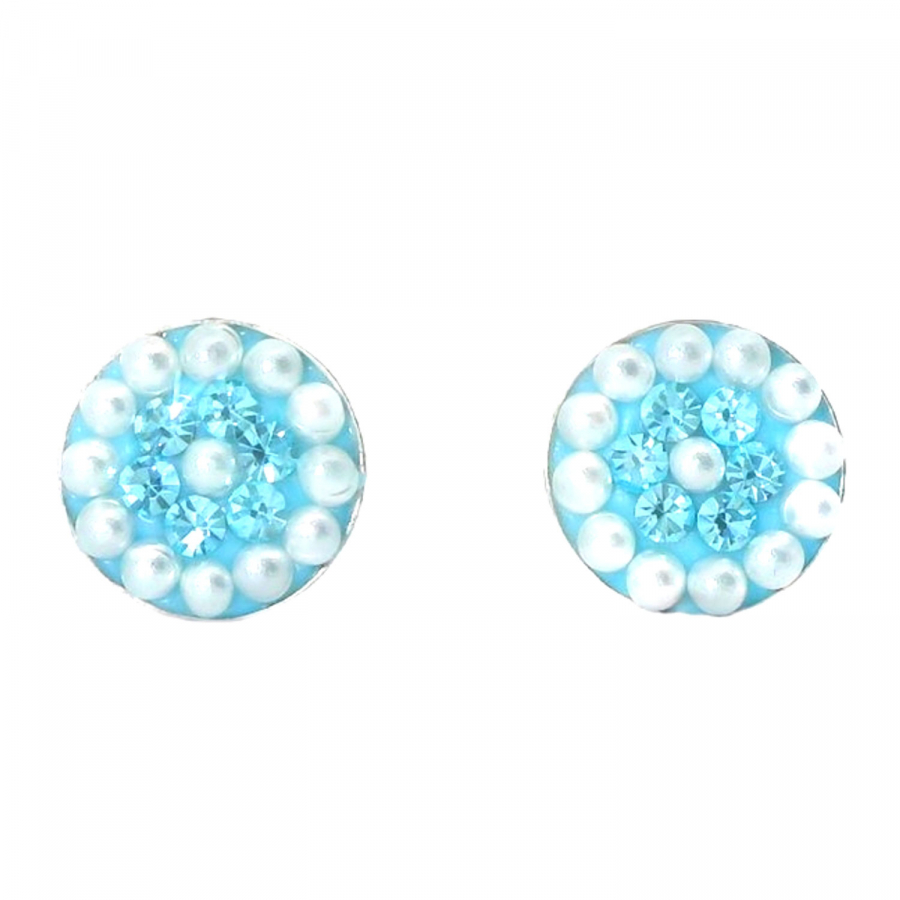 Ohrstecker Geli – Aquamarine Kristall & Perlen in Silber