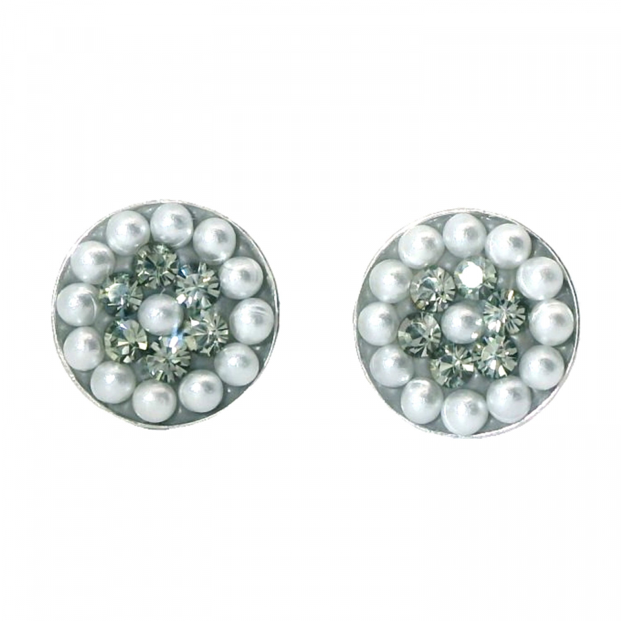 Ohrstecker Geli – Black Diamond Kristall & Perlen in Silber