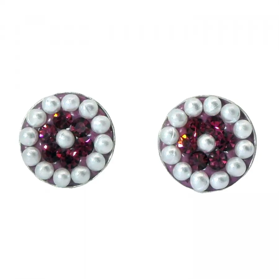 Ohrstecker Geli – Amethyst Kristall & Perlen in Silber
