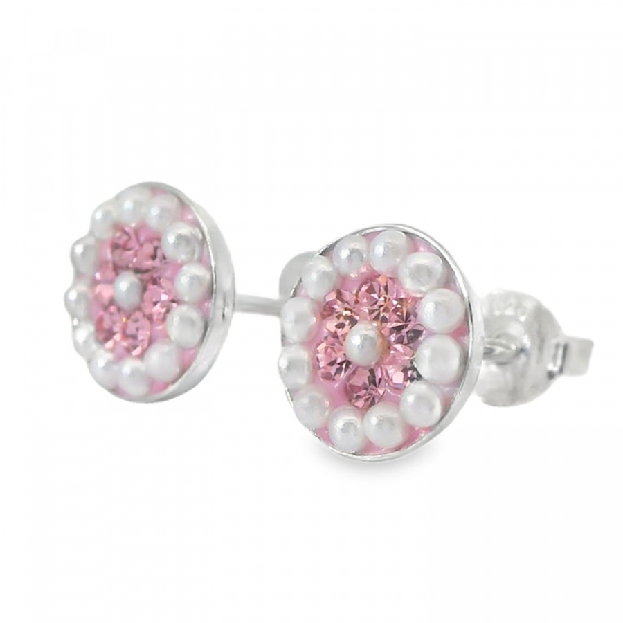 Preview: Ohrstecker Geli – Light Rose Kristall & Perlen in Silber