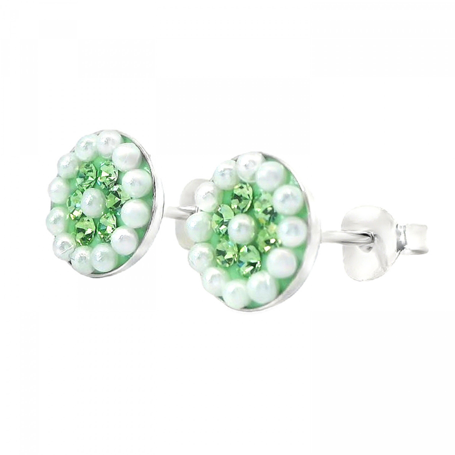 Preview: Ohrstecker Geli – Peridot Kristall & Perlen in Silber