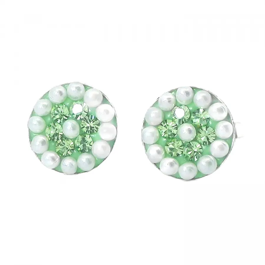 Ohrstecker Geli – Peridot Kristall & Perlen in Silber