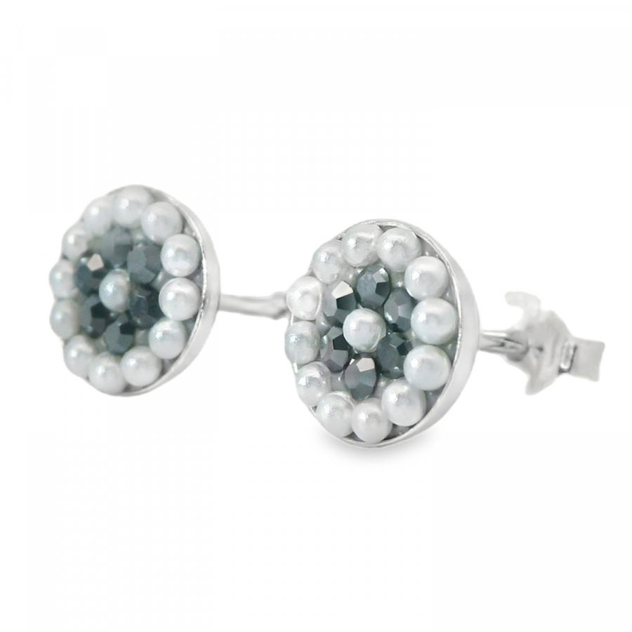 Preview: Ohrstecker Geli – Hematite Kristall & Perlen in Silber