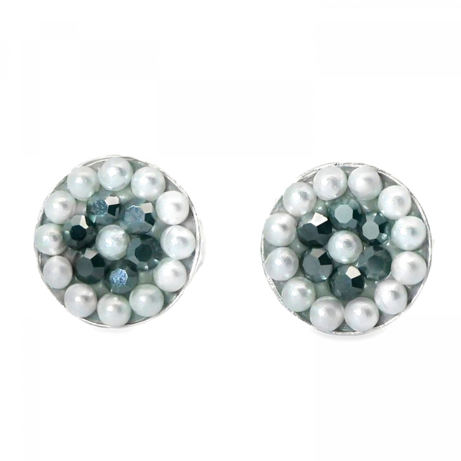 Ohrstecker Geli – Hematite Kristall & Perlen in Silber