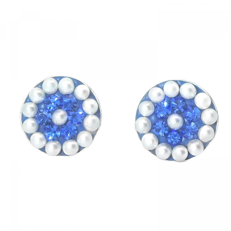 Ohrstecker Geli – Sapphire Kristall & Perlen in Silber