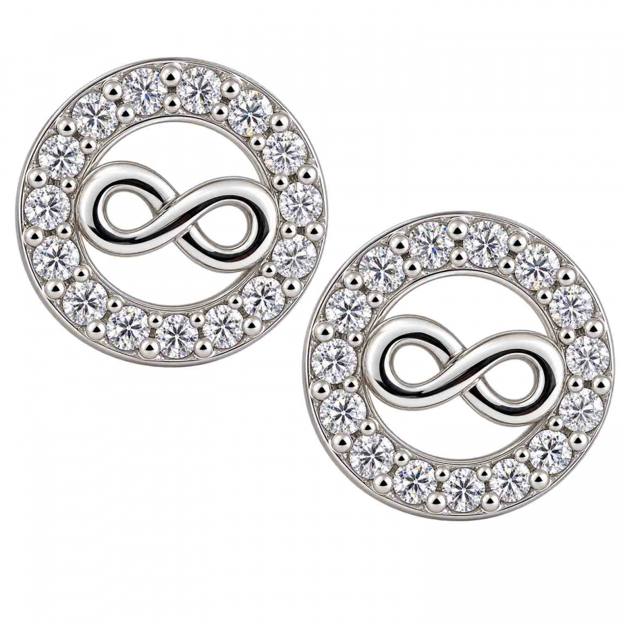 Endless – Infinity-Ohrstecker aus 925 Silber rhodiniert mit Zirkonia, Ø 9 mm