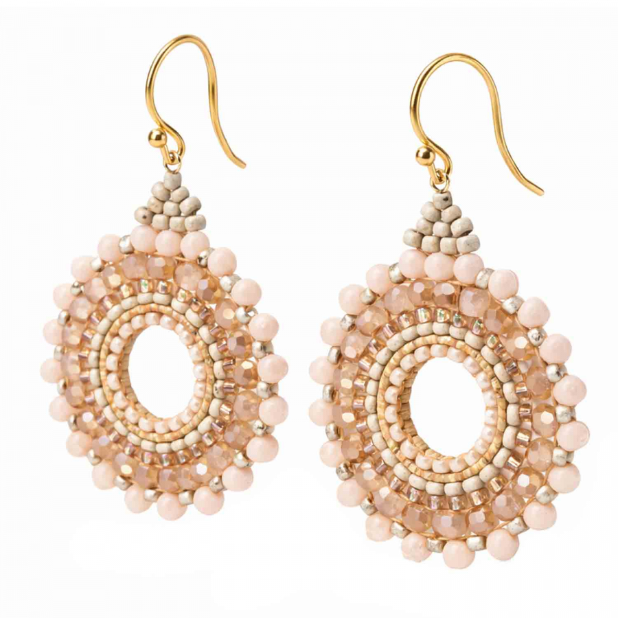 Boho Ohrhänger in Nude & Beige mit goldenen Details