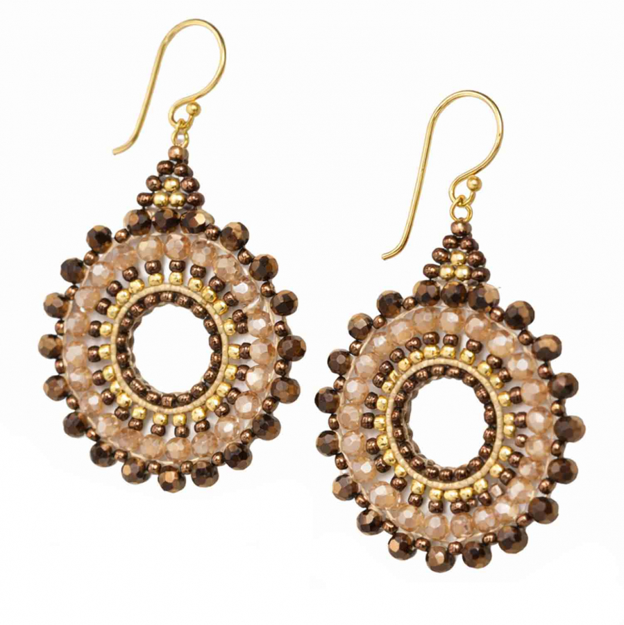 Ohrringe Leyla – Boho Ohrhänger in Braun & Gold