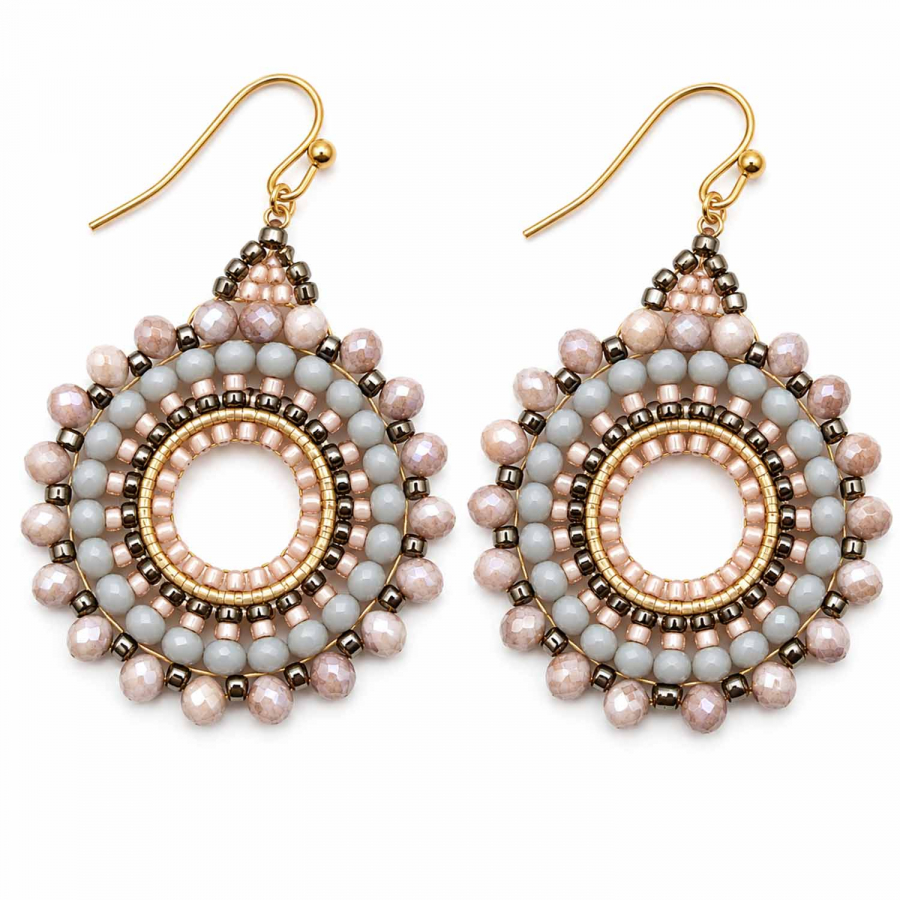 Ohrhänger Leyla – Taupe-Grau & Bronze