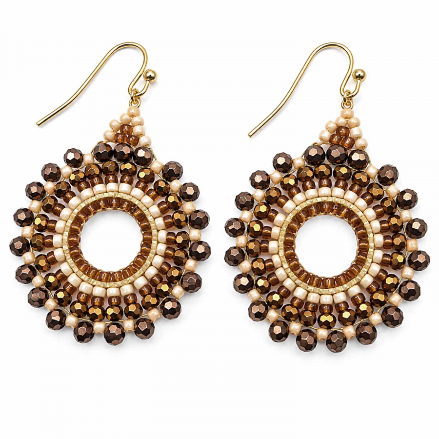 Boho-Ohrhänger Leyla – Braun, Bronze & Creme