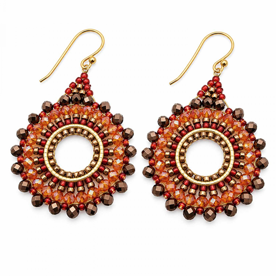 Boho-Ohrhänger Leyla – Orange, Rot & Braun