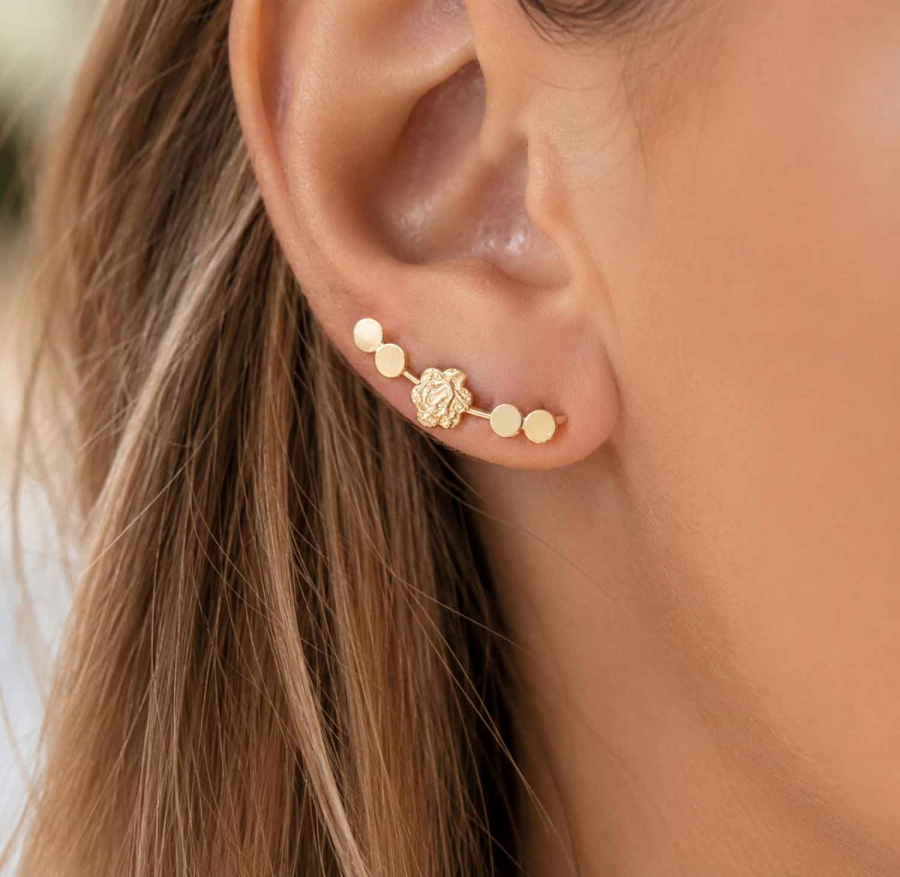 Preview: Earclimber Heidi – Vergoldeter Ohrkletterer aus 925 Silber