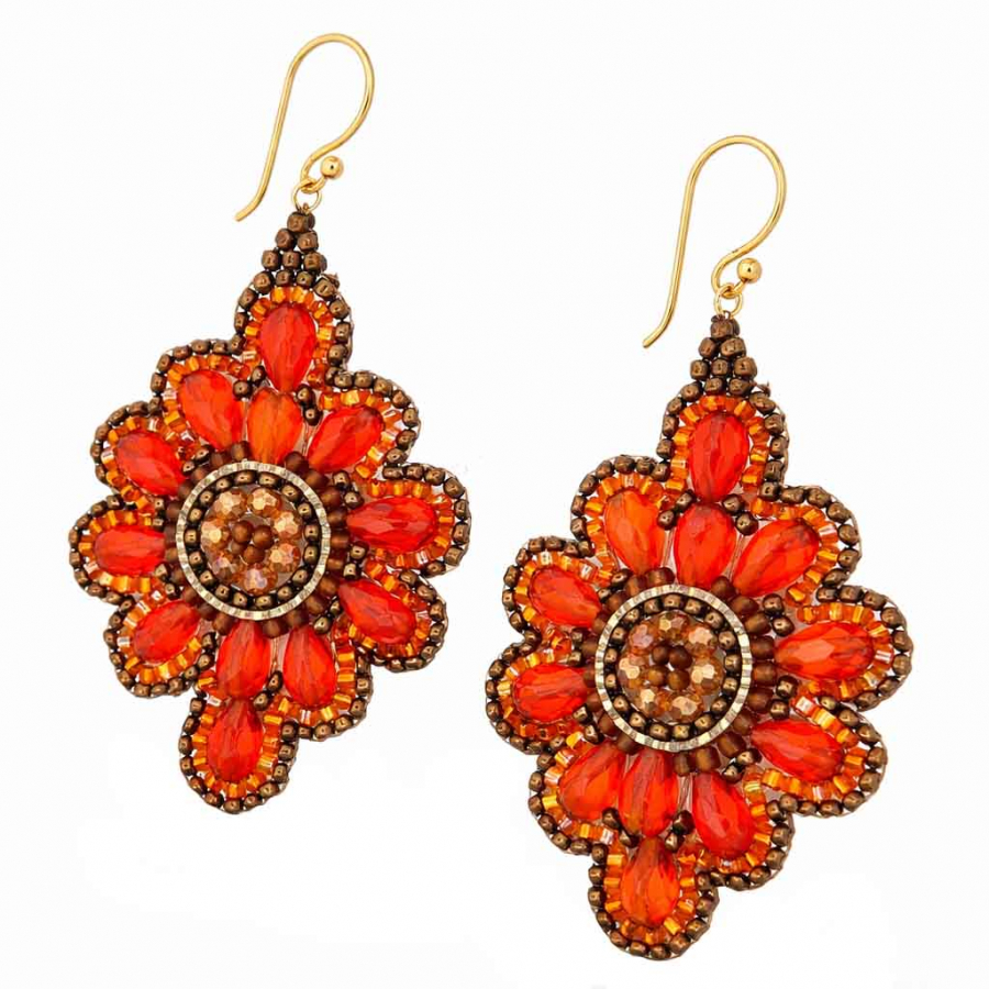 Ohrhänger Consuelo – Leuchtende Statement-Ohrringe in Orange & Bronze