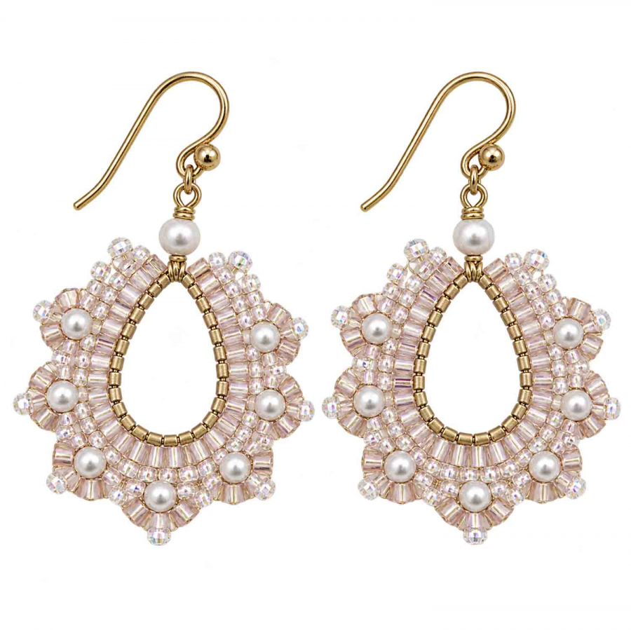 Boho Ohrhänger Vivana – Rosé-Crystal mit Perlen