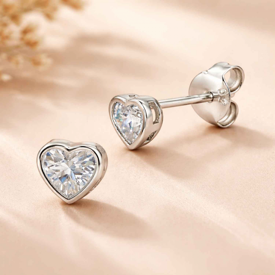 Preview: Herz Ohrstecker Nika– Zirkonia Ohrringe aus 925 Silber