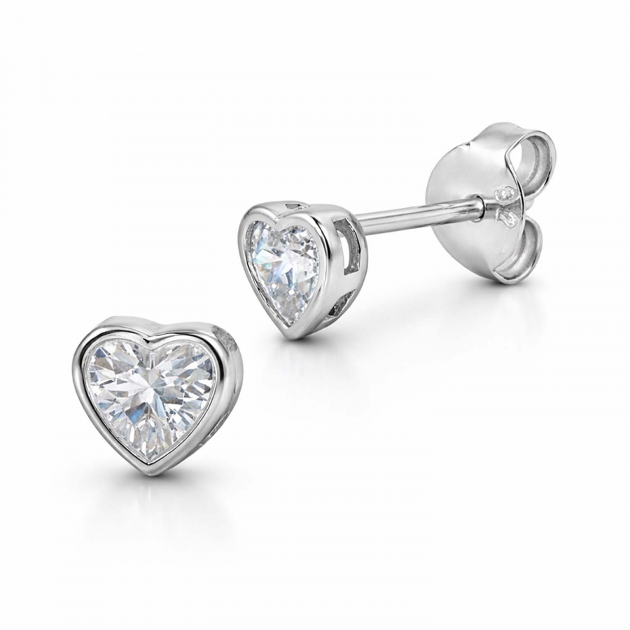 Herz Ohrstecker Nika– Zirkonia Ohrringe aus 925 Silber