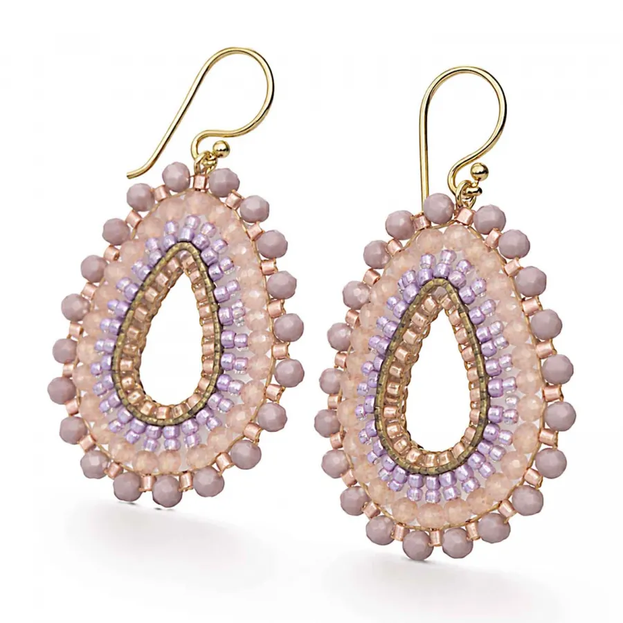 Ohrhänger Arisa – Boho Tropfen Ohrringe in Rosé mit Lavendel