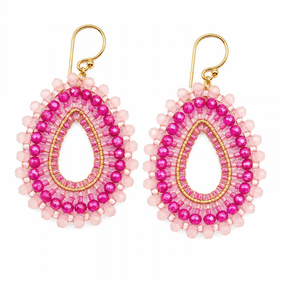 Ohrhänger Arisa Pink – Handgefertigte Boho-Ohrringe mit Glasperlen