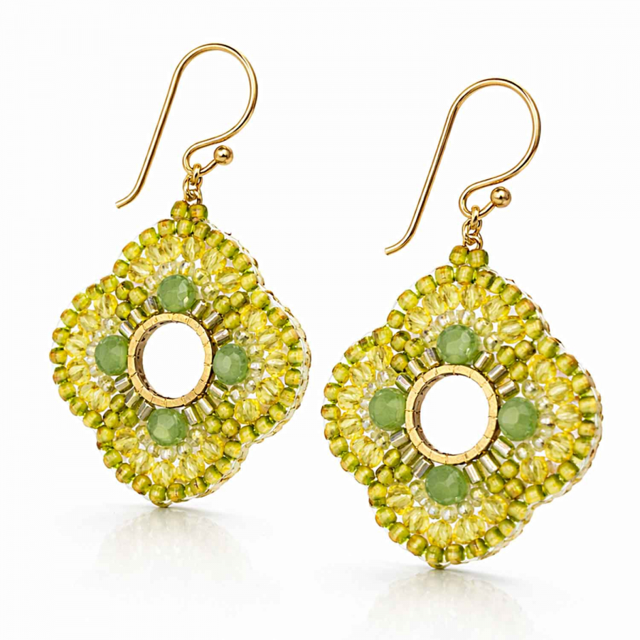 Ohrhänger Sarinee in Limette & Grün – Handmade Glasperlen