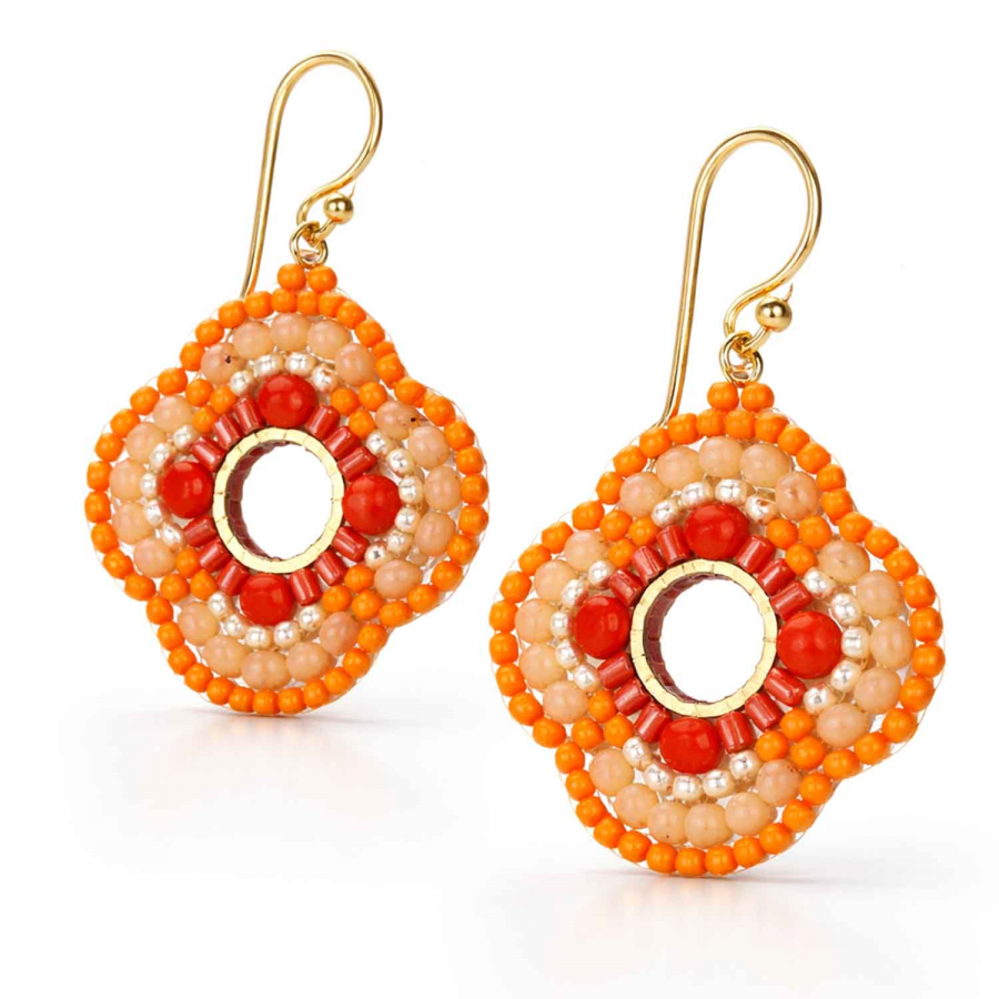 Ohrhänger Sarinee in Orange & Koralle – Handmade Glasperlen
