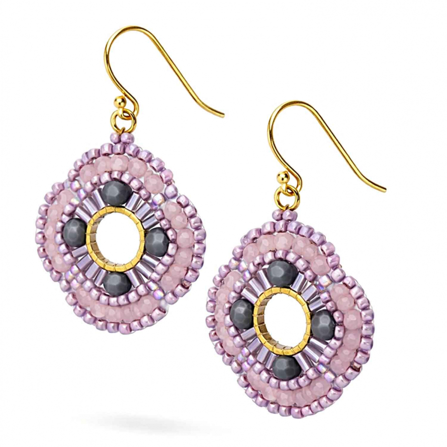 Ohrhänger Sarinee in Rosé & Lila – Handmade Glasperlen