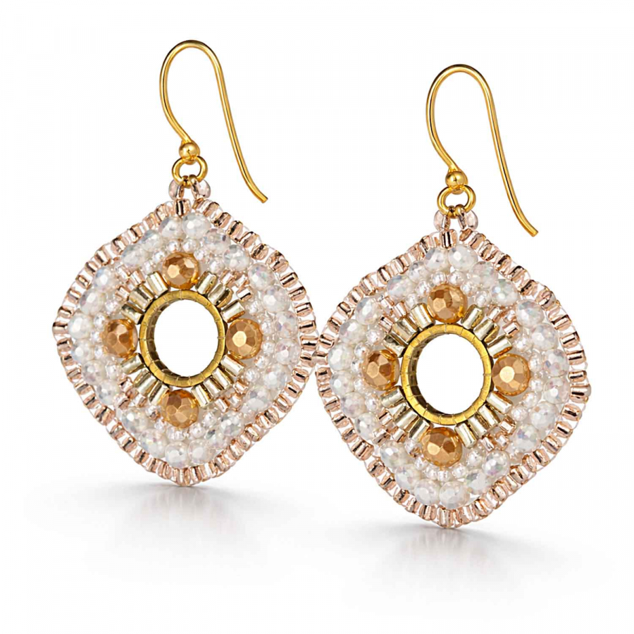 Ohrhänger Sarinee in Champagner & Gold – Handmade Glasperlen