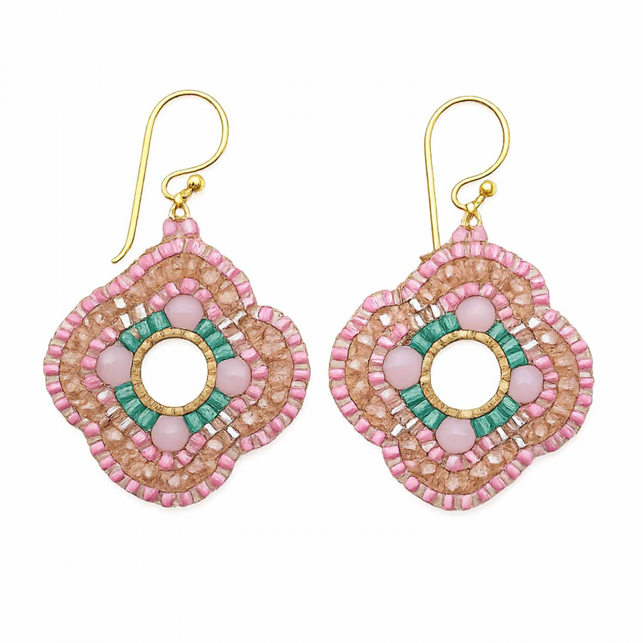 Ohrhänger Sarinee Rosé-Mint – Handgefertigte Boho-Ohrringe