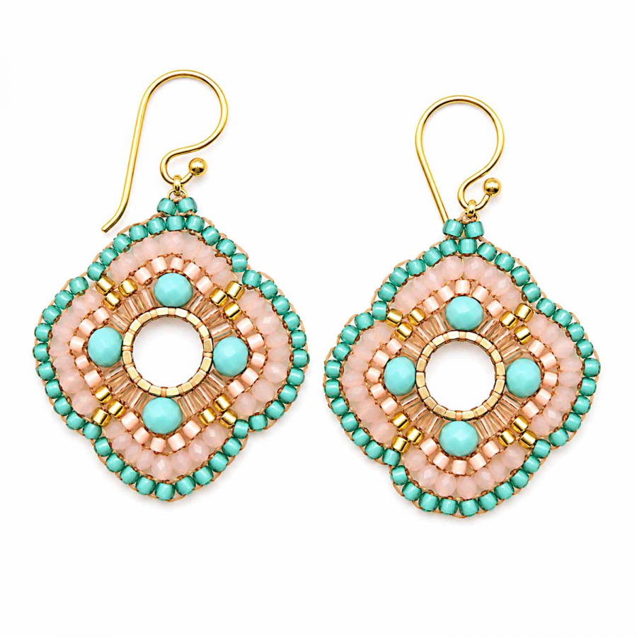 Ohrhänger Sarinee Mint-Rosé – Handgefertigte Boho-Ohrringe aus Edelstahl