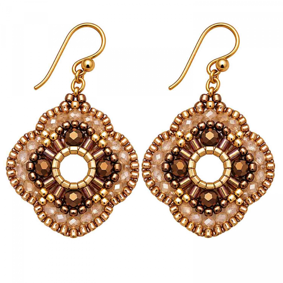 Boho Ohrhänger Sarinee – Beige-Braun mit vergoldetem Edelstahl