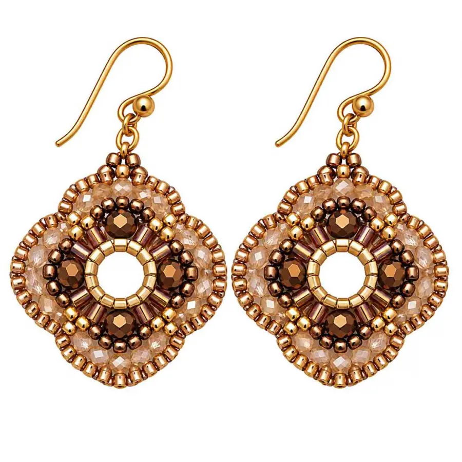 Boho Ohrhänger Sarinee – Beige-Braun mit vergoldetem Edelstahl