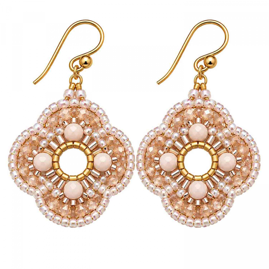 Boho Ohrhänger Sarinee – Creme-Champagner mit vergoldetem Edelstahl